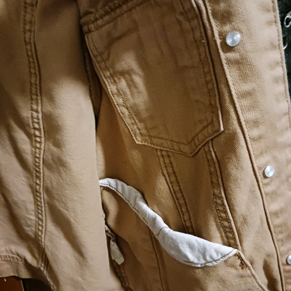 Wishlist Camel Cognac Neutral Tan Cotton Denim Jacket Size Medium - Picture 3 of 5